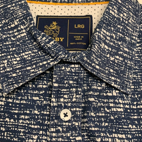 Rugby University Men’s Blue Cotton Short Sleeve Button Shirt - Picture 6 of 6